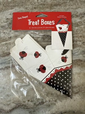 #ad NEW Creative Converting Cone Shaped Treat Boxes Ladybug Polka Dots 6 Pack $8.99