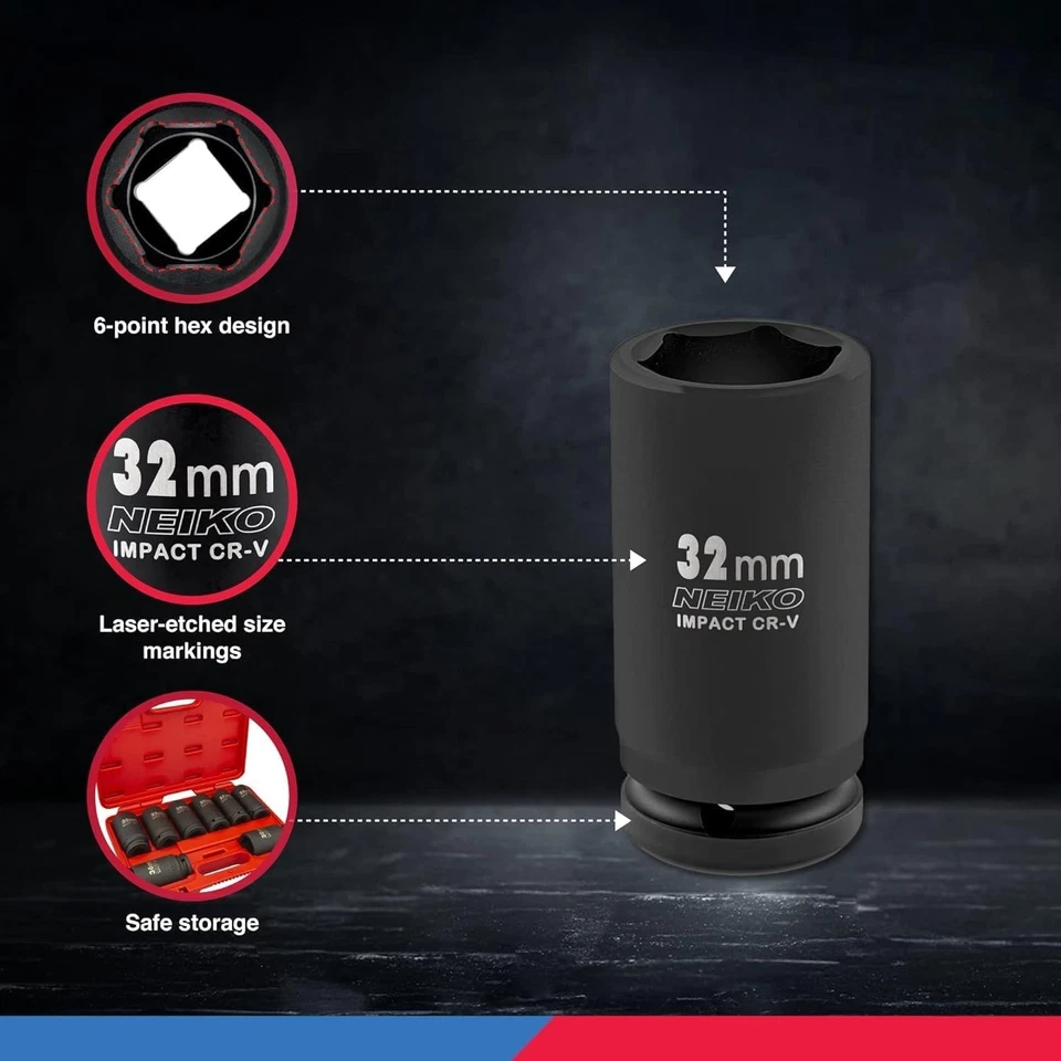 02460A 3/4" Drive Deep Impact Socket Set, 8 Piece Jumbo Assortment | Metric S... - Image 4 of 4