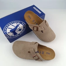 Birkenstock Boston Taupe Suede Leather Soft Footbed EU 37–45 NEW Men's/Women's