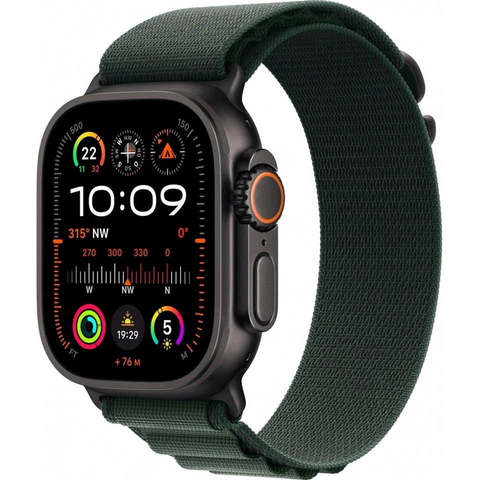 Apple Watch Ultra 2 Alpine Loop Band M 49 mm Titan GPS+4G schwarz/dunkelgrün