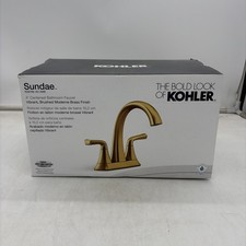 Kohler Sundae WaterSense 4 in Centerset Vibrant Brushed Moderne Brass Faucet