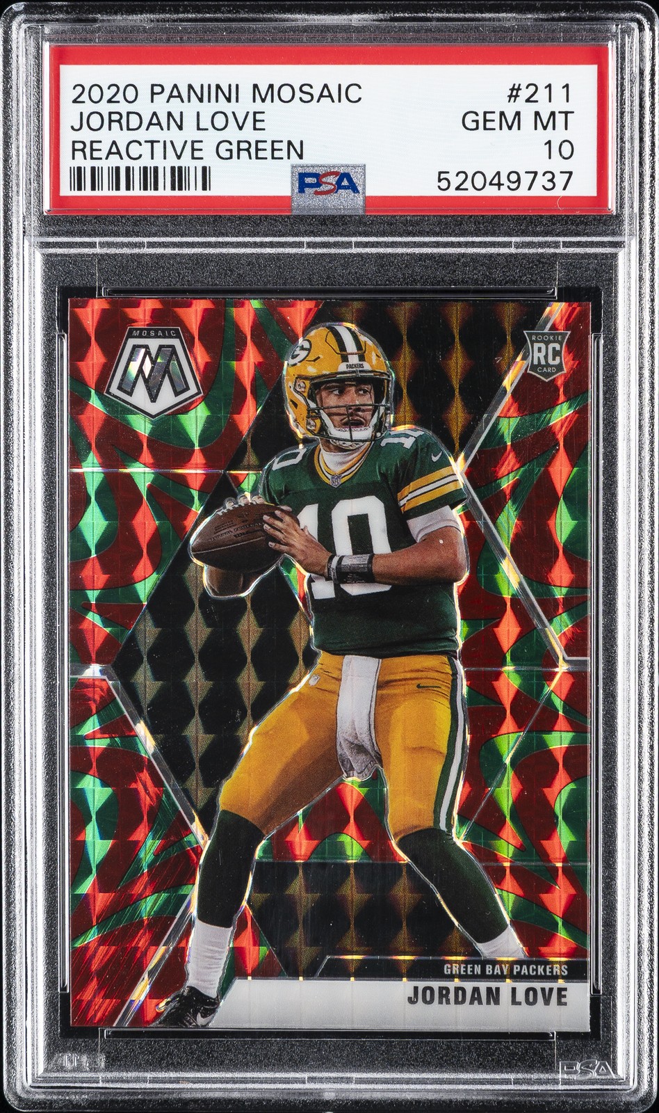 2020 PANINI MOSAIC REACTIVE GREEN #211 JORDAN LOVE PSA 10