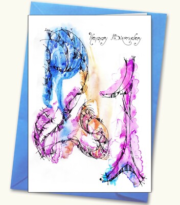 Aquarell-Grußkarte 21. Geburtstag, personalisierte Karten, altersspezifisch 