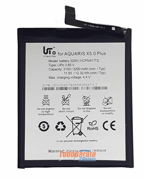 Bateria BQ Aquaris X5 PLUS 3200 mAh voltaje 4.4v High quality