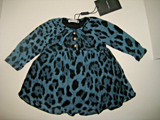 NEW $385 Dolce&Gabbana D&G Kids Baby Girl 9-12 Months Pearl Button Dress Leopard