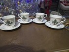 Nikko Happy Holidays Teacups & Saucers Set of 4 Footed VTG Christmas Tree Japan — photo 1