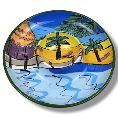 Talavera Hand-Painted Mexican Pottery Chip & Dip Tray Colorful Taco Serving Dish
