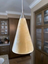 Amber Stone Onyx Cone Pendant - Tech Lighting Compatible - 12V Halogen - NEW