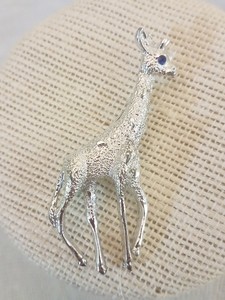 Vintage Giraffe Pin Signed Gerry S Blue Rhinestone Silver Tone Ebay