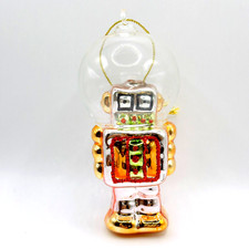 Blown Glass Christmas Tree Ornament Robot Lost In Space Globe Spacemen 5" Retro