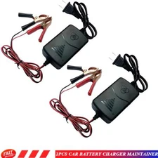2PC Car Battery Charger Maintainer Trickle RV 12V For Truck Motorcycle ATV Auto