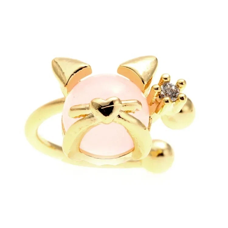 Pendientes de oreja, oreja sin piercing, oreja dorada, joyería para gato, cartílago Foto 3 de 3