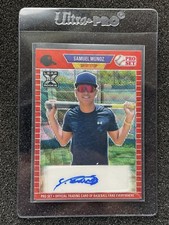 SAMUEL MUNOZ AUTO - 2021 Leaf Pro Set Prospect RED Wave RC SP #PA-SM1 Dodgers