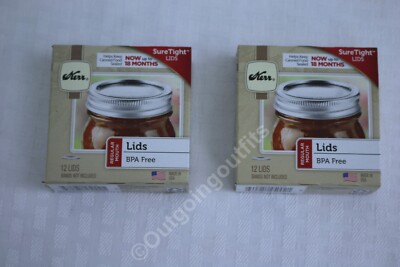 NEW Kerr Regular Mouth Lids BPA Free Sure Tight Lids 24 Lids Total, 2 boxes