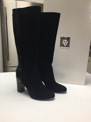 anne klein black suede boots
