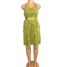 Eliza J Vintage Womens Y2K Halter Neck Green Ruffle Dress Size 10 