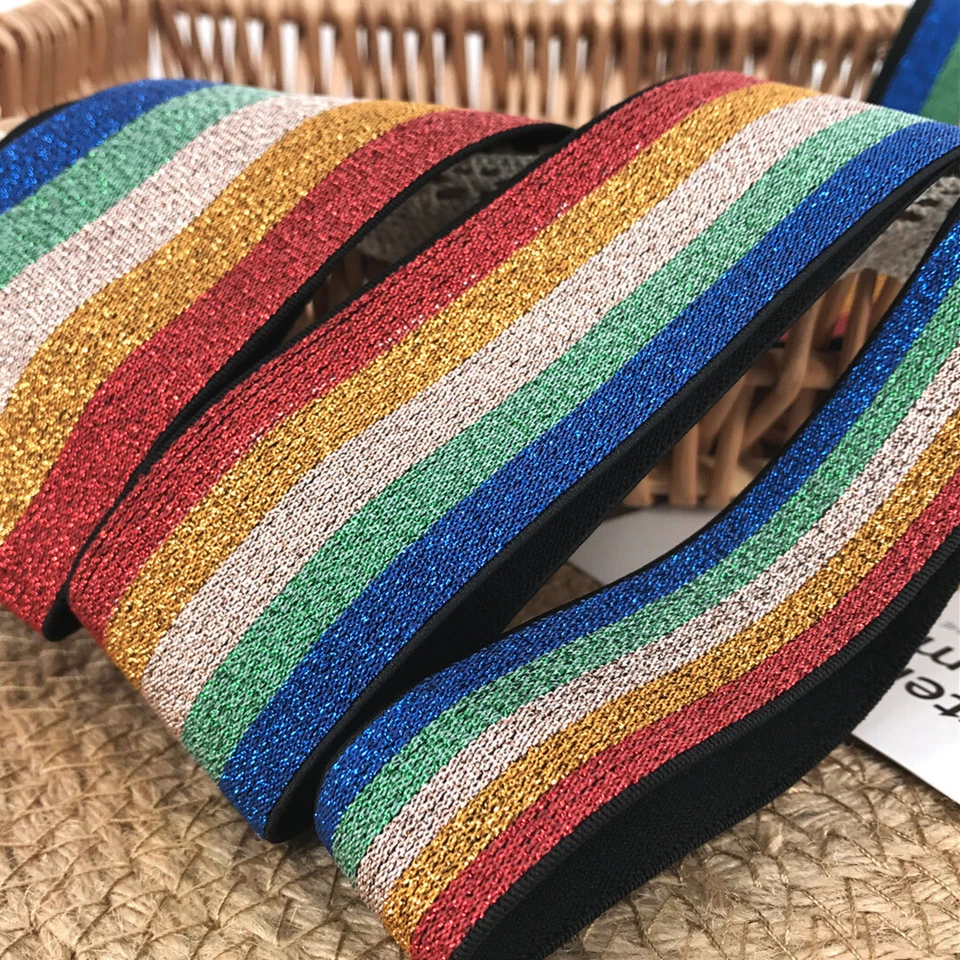 1M Arcobaleno Lavoro a Maglia Cucito Bande a Molla Elastico Morbido Colorato DIY - Immagine 2 di 4