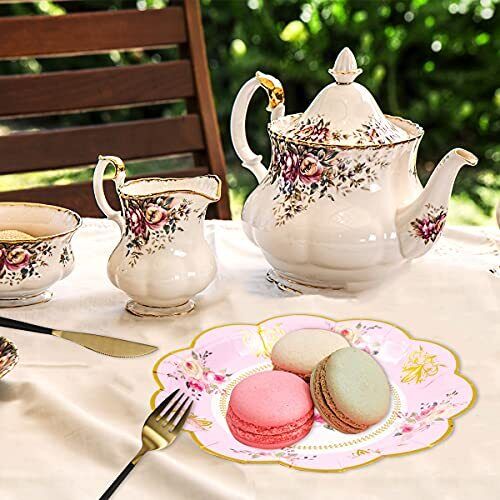 24 Pack Vintage Floral Paper Plates Disposable Tableware for Party Wedding - Picture 3 of 7