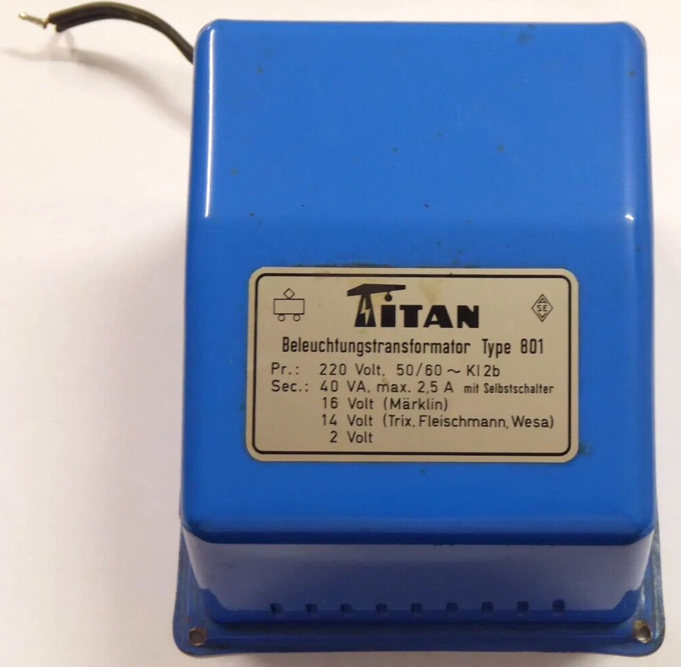 Titan 801 Trafo 220 V 40 VA starker Lichtstromtrafo für Spur  Z, N, TT, H0 etc.