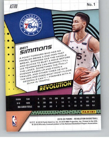2019-20 Panini Revolution Astro #1 Ben Simmons (ref 144037) - Picture 2 of 2