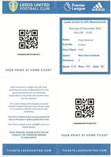 Leeds United v AFC Bournemouth 05/11/22 - MINT A4 ticket