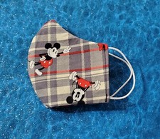 Washable Handmade Fabric Face Mask filter pocket MICKEY MINNIE MOUSE PLAID