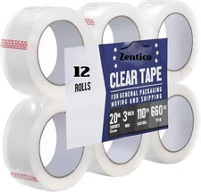 12 Rolls 3 Inch x 110 Yards Carton Sealing Packing Tape 2 Mil Clear Box Tape