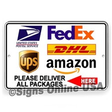 Please Deliver All Packages Here Arrow Left Sign Or Decal 6 SIZES delivery I399