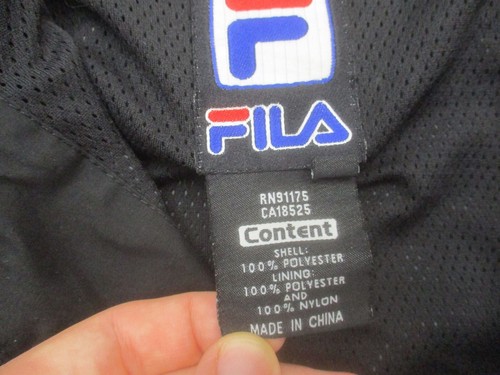 FILA Size L Mens BLK Full Zip Stand Collar Zip Pocket Waterproof Windbreaker 070 - Picture 7 of 8