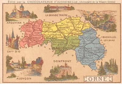 Chromos. AM14574.6x9 cm ca.Schokolade Aiguebelle.Nr. 60.Ornierte Karte.Alençon.A
