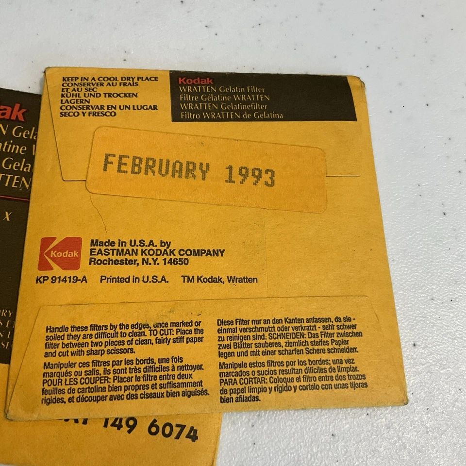 Kodak Wratten 81B Gelatin Filter 149 6074 75x75mm 3x3" NEW 1993 Sealed - Image 2 of 4