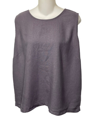 Coldwater Creek Top XL Purple Linen Rayon Sleeveless Tunic Tank