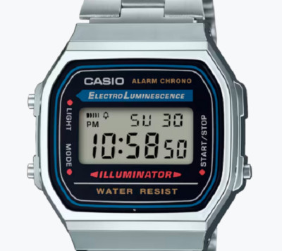 CASIO A-168WA-1A2WJR Digital Watch Stainless Steel Band Casio Collection