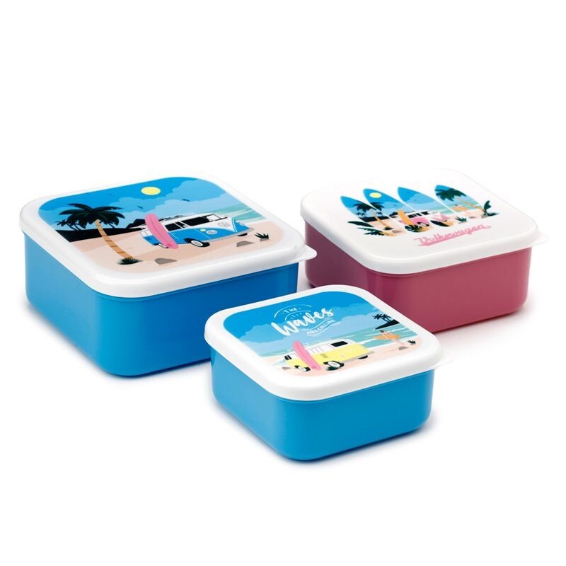Volkswagen VW T1 Camper Bus Waves are Calling set of 3 Lunch Box M/L/XL