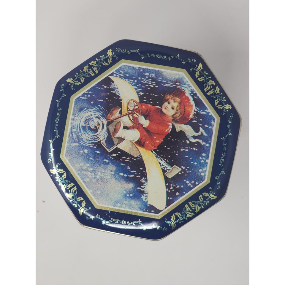 The Tin Box Company Of America Small Octogon Christmas Tin By Wood