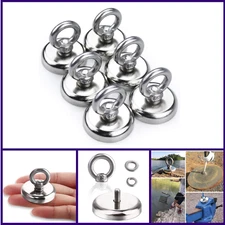 Strong Neodymium Fishing Magnets 6 Pack, 100 lbs(45KG) Pulling Force Earth Magne