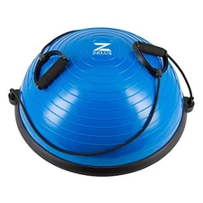 ZELUS BALANCE BALL TRAINER WITH RESISTANCE BANDS AND FOOT PUMP 23" Gym - BLUE