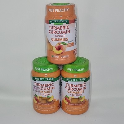 Nature's Truth 3pk Turmeric Gummies  Vegan Peach Flavor EXP 3/2027 