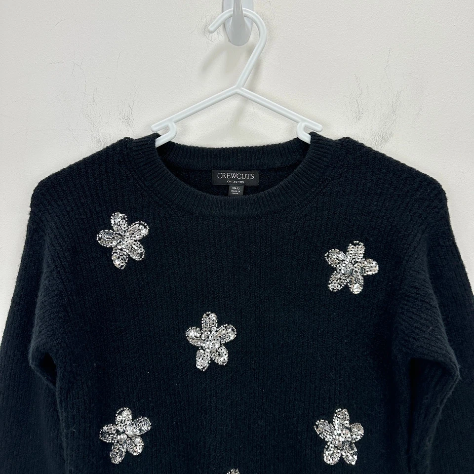 J.Crew Crewcuts Girls Collection Flower Embellished Crewneck Sweater Small 6-7 - Image 4 of 4