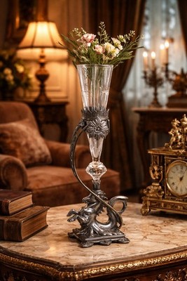 Jugendstilvase mit Pferdefigur   Reed & Barton