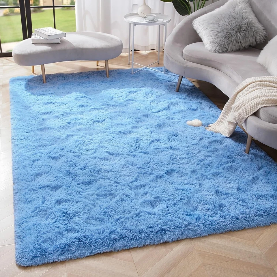 Elegant Cobalt Blue Shag Area Rug 5.3x7.5 Feet – Stylish Softness for Any Room - Image 3 of 4