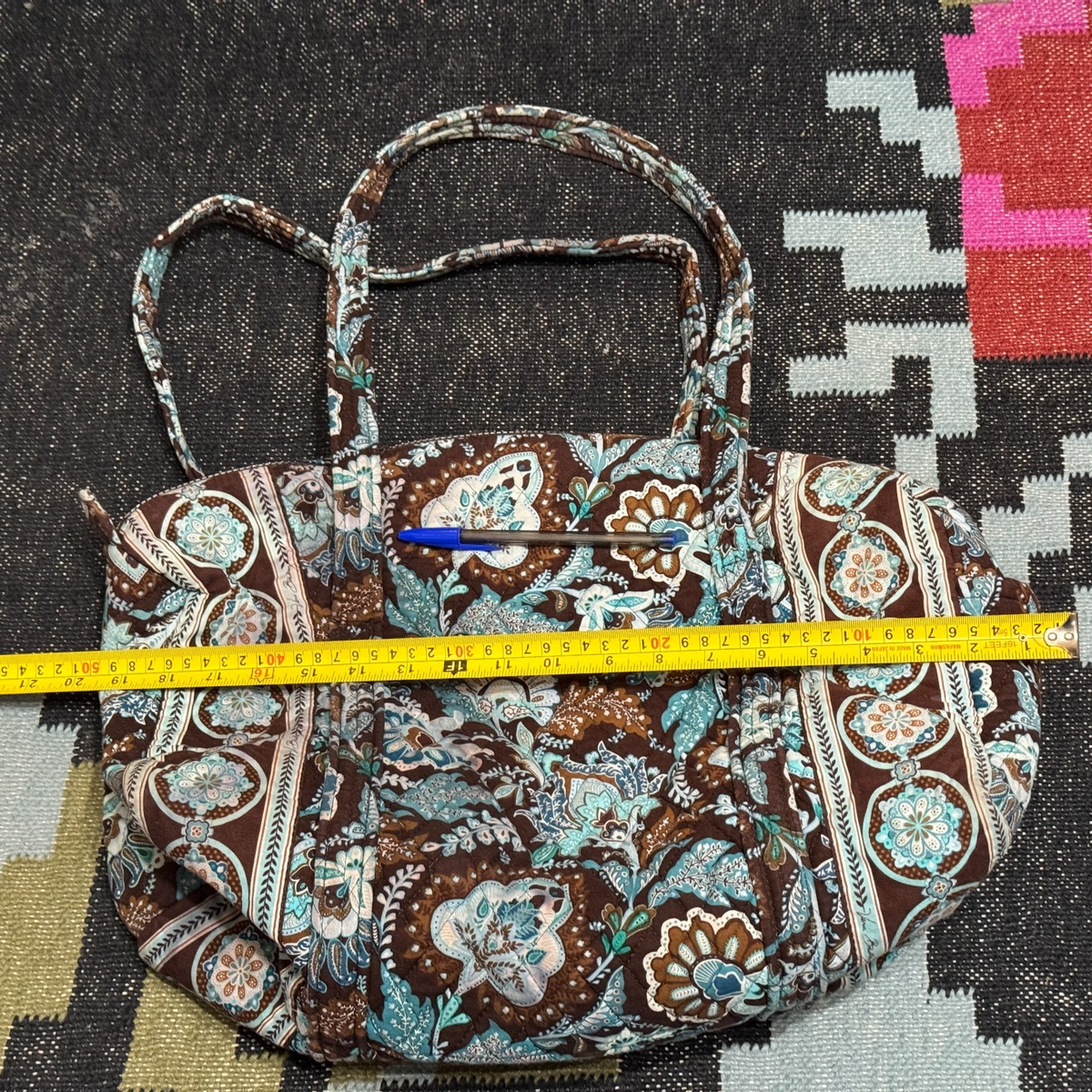 Vera Bradley Java Blue Pattern Double Handle Small Duffle Bag