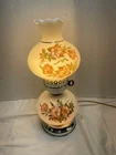 Vintage Floral Hurricane Parlor Lamp Ruffled Top Globe White Milk Glass 14"