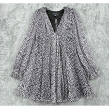 Celia Birtwell For Express Dress Womens 6 Ditsy Floral Silk Babydoll Puff Sleeve