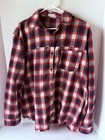 Damen POL Langarm Hemd Gr. M rot roher Saum kariert Flanell Distressed Knopf