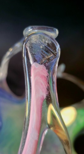 Ciotola Vetro Arte Murano Vintage Girocollo Grezzo Pontil Blu Verde Italia - Foto 3 di 10