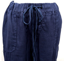 CASLON Women's 100 Linen Jogger Pants  Size M  Navy Blue Drawstring 59 EUC 