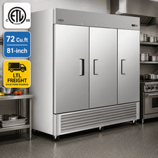 81" Commercial Refrigerator 72 Cu.ft 3 Door Reach-In Stainless Steel Fridge ETL
