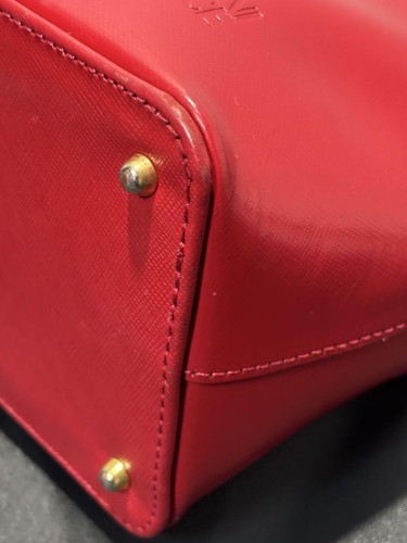VERSACE Mini Hand Bag Tote Purse Sunburst Leather Red Authentic - Picture 6 of 24