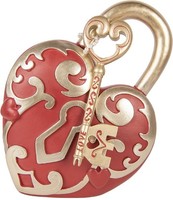 Dekofigur Herz Mit SchlüSsel Polyresin 22X9X30 Cm Rot Gold Clayre & Eef 6PR5955